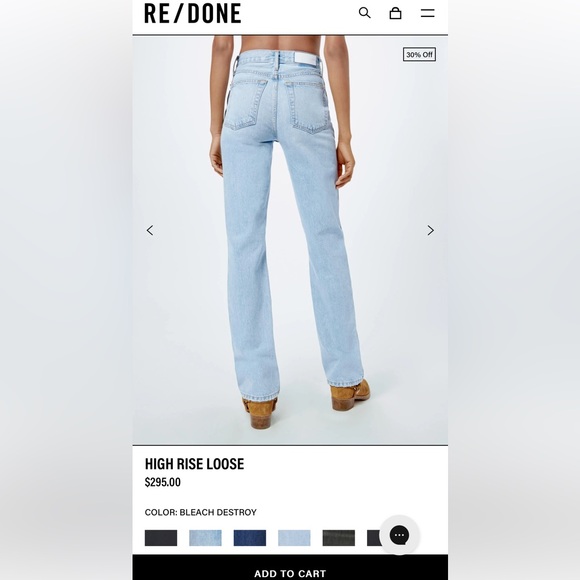 Re/Done High Rise Loose - Bleach Destroy - Picture 2 of 9